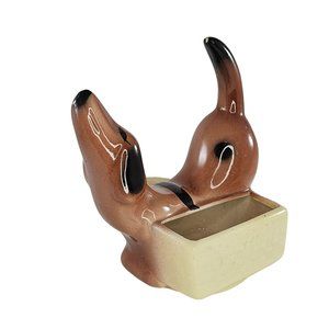 Vintage A.L. Hirsch Rover Dachshund Ceramic Dresser Caddy Valet Planter *CHIPPED